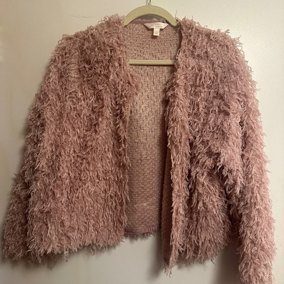 Lauren Conrad Shaggy Pink Cardigan - Picture 1 of 5